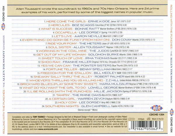 Allen Toussaint - Rolling With The Punches (The Allen Toussaint Songbook) (CD) - Image 2