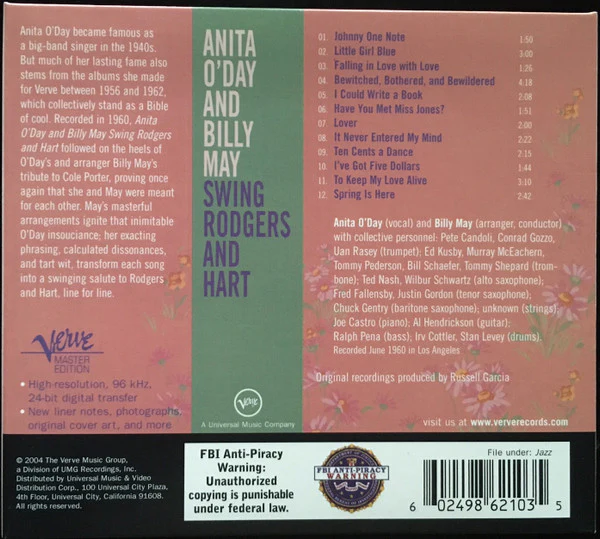 Anita O'Day And Billy May - Swing Rodgers And Hart (CD) - Image 2