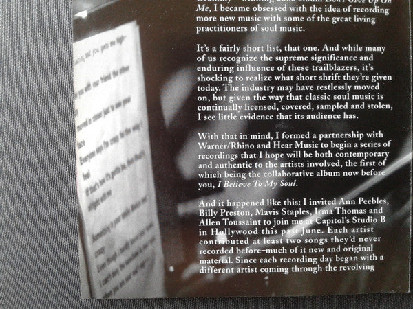 Ann Peebles, Billy Preston, Mavis Staples, Irma Thomas, Allen Toussaint - I Believe To My Soul (CD) - Image 2