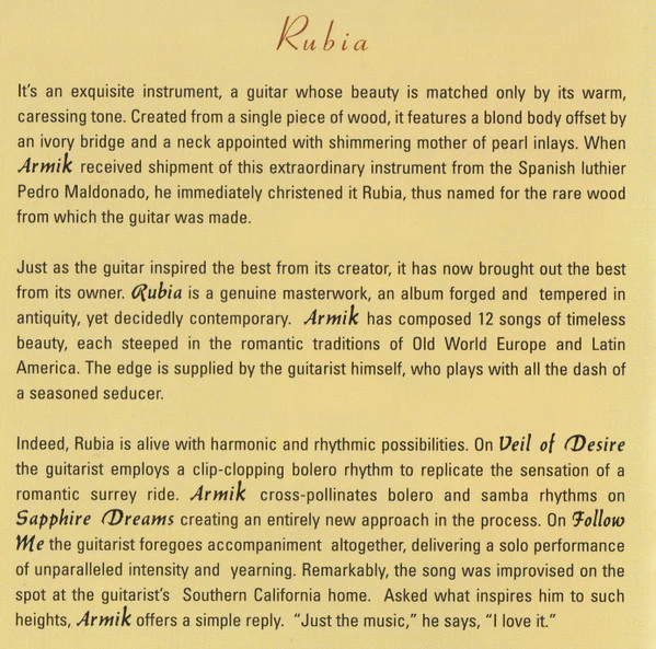 Armik - Rubia (CD) - Image 5