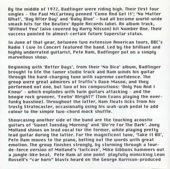 Badfinger - BBC In Concert 1972-3 (CD) - Image 2