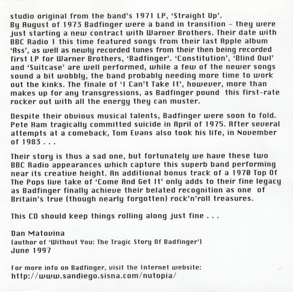 Badfinger - BBC In Concert 1972-3 (CD) - Image 3