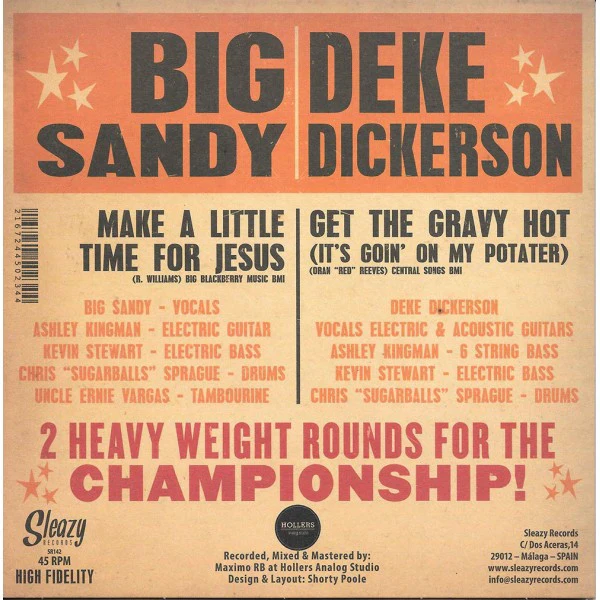 Big Sandy Vs Deke Dickerson - Jesus & Gravy - The Bout Of The Century! (Vinyl) - Image 2