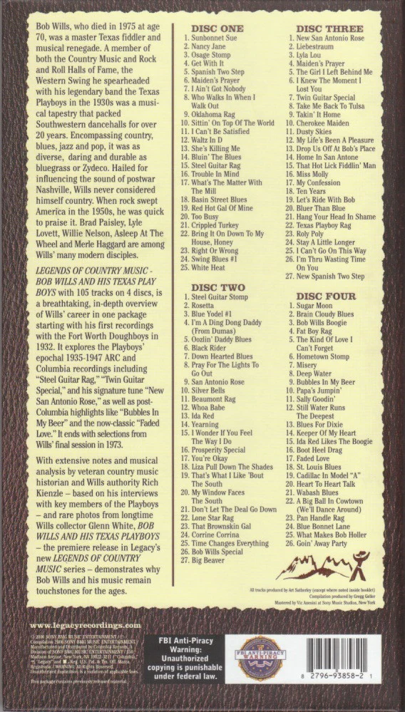 Bob Wills & His Texas Playboys - Legends Of Country Music: Bob Wills And His Texas Playboys (CD) - Image 2