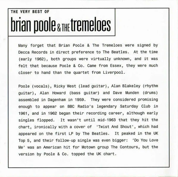 Brian Poole & The Tremeloes - The Very Best Of Brian Poole & The Tremeloes (CD) - Image 2