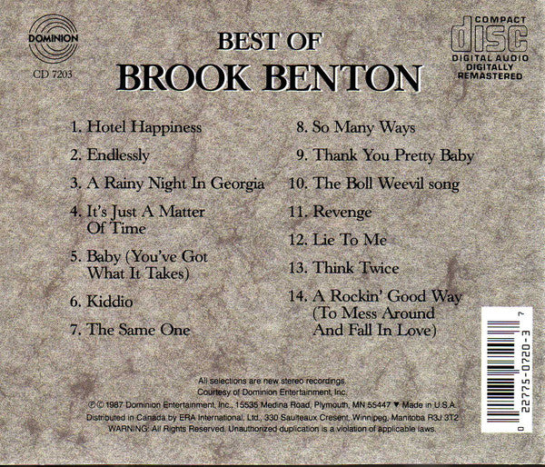 Brook Benton - Best Of Brook Benton (CD) - Image 2