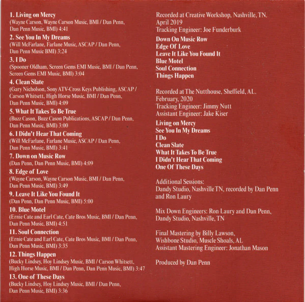 Dan Penn - Living On Mercy (CD) - Image 5