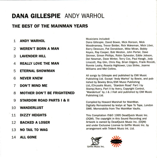Dana Gillespie - Andy Warhol (CD) - Image 2