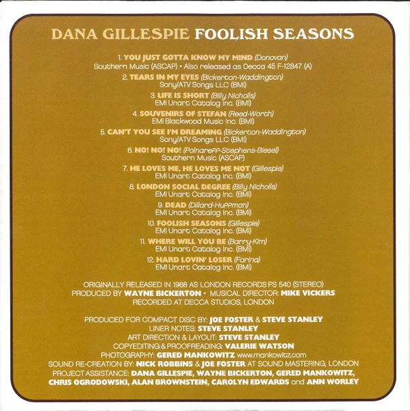 Dana Gillespie - Foolish Seasons (CD) - Image 4