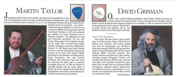 David Grisman & Martin Taylor - Tone Poems II - The Sounds Of The Great Jazz Guitars, Mandolins, Mandolas & Mandocellos (CD) - Image 4