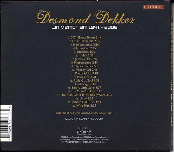 Desmond Dekker - ...In Memoriam 1941-2006 (CD) - Image 2