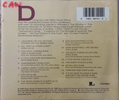 Dinah Shore - 16 Most Requested Songs: Encore! (CD) - Image 2
