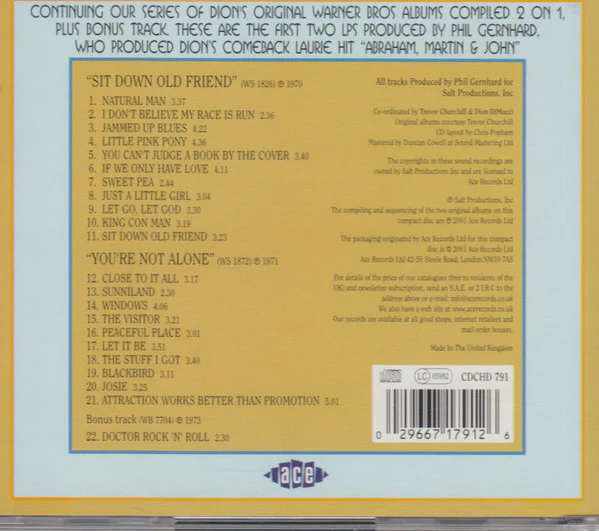 Dion - Sit Down Old Friend / You're Not Alone (CD) - Image 3