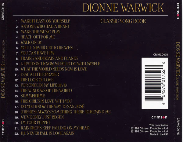 Dionne Warwick - Classic Song Book (CD) - Image 2