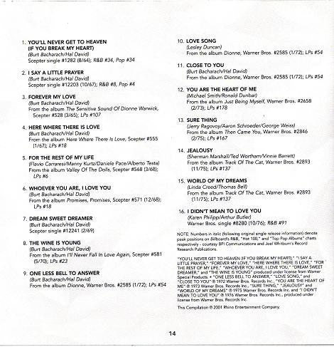 Dionne Warwick - Love Songs (CD) - Image 3