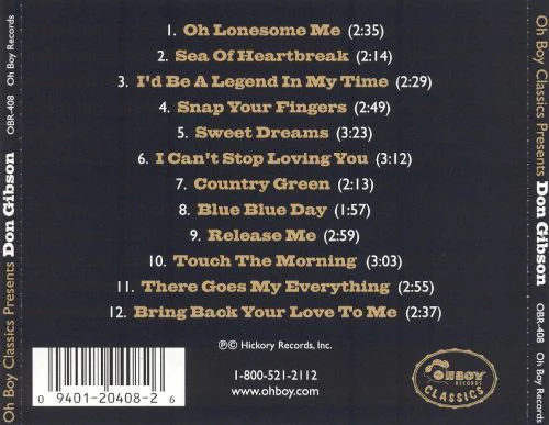 Don Gibson - Oh Boy Classics Presents Don Gibson (CD) - Image 2