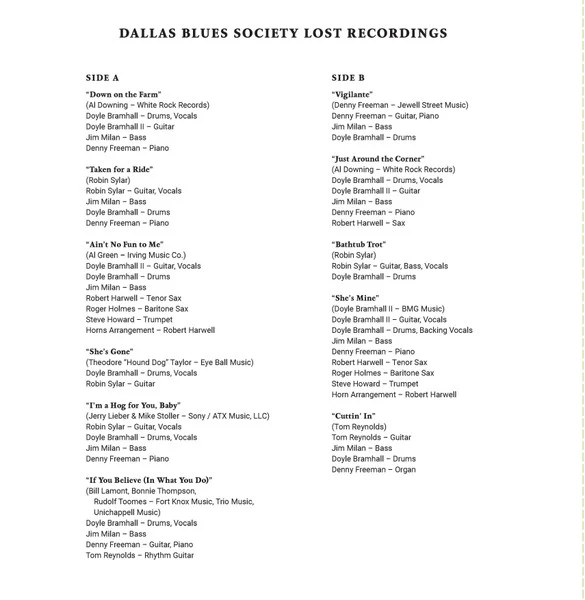 Doyle Bramhall, Doyle Bramhall II, Denny Freeman, Robin Sylar, Jim Milan, Tom Reynolds  - Dallas Blues Society Lost Recordings (Vinyl) - Image 4