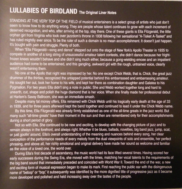 Ella Fitzgerald - Lullabies Of Birdland (CD) - Image 5