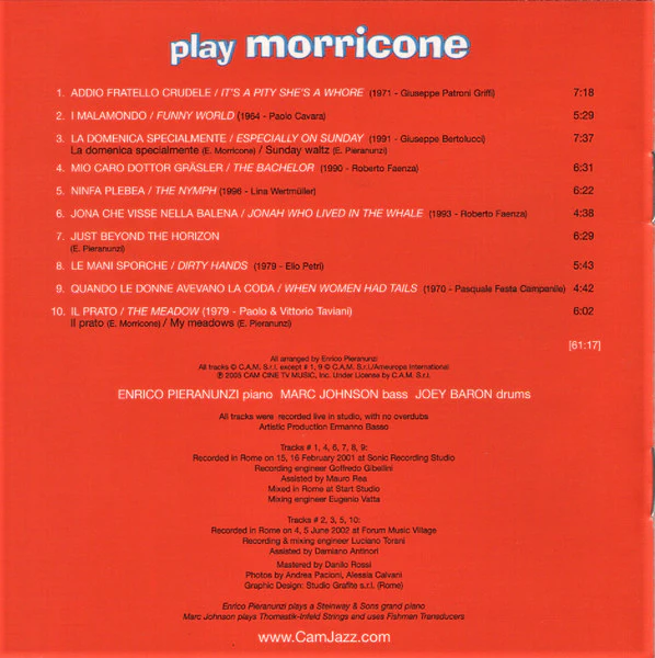 Enrico Pieranunzi, Marc Johnson, Joey Baron - Play Morricone (CD) - Image 4