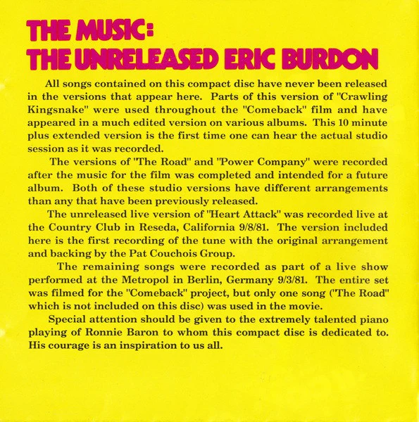 Eric Burdon - The Unreleased Eric Burdon (CD) - Image 2