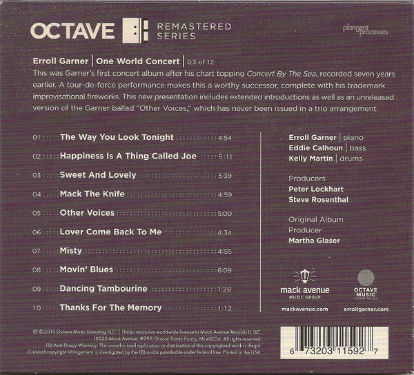 Erroll Garner - One World Concert (CD) - Image 2