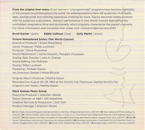 Erroll Garner - One World Concert (CD) - Image 3