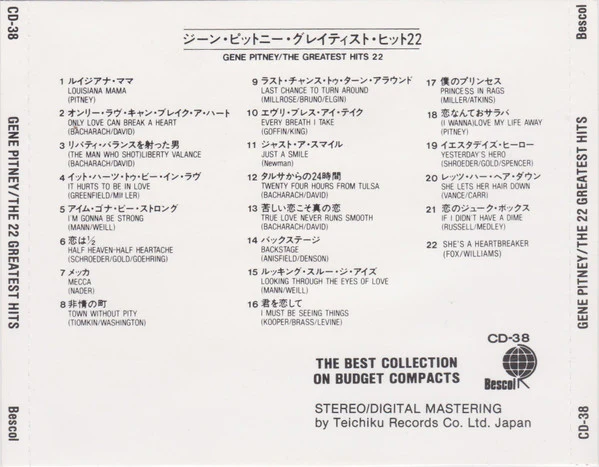 Gene Pitney - The 22 Greatest Hits (CD) - Image 2