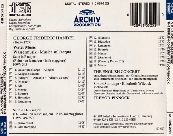 Georg Friedrich Händel - The English Concert · Trevor Pinnock - Water Music (CD) - Image 2