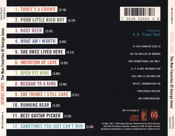 George Jones - The New Favorites Of George Jones (CD) - Image 2