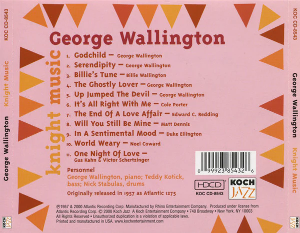 George Wallington - Knight Music: George Wallington Plays 5 Originals And 6 Standards (CD) - Image 2