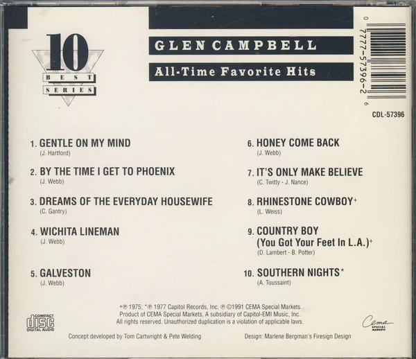 Glen Campbell - All-Time Favorite Hits (CD) - Image 2