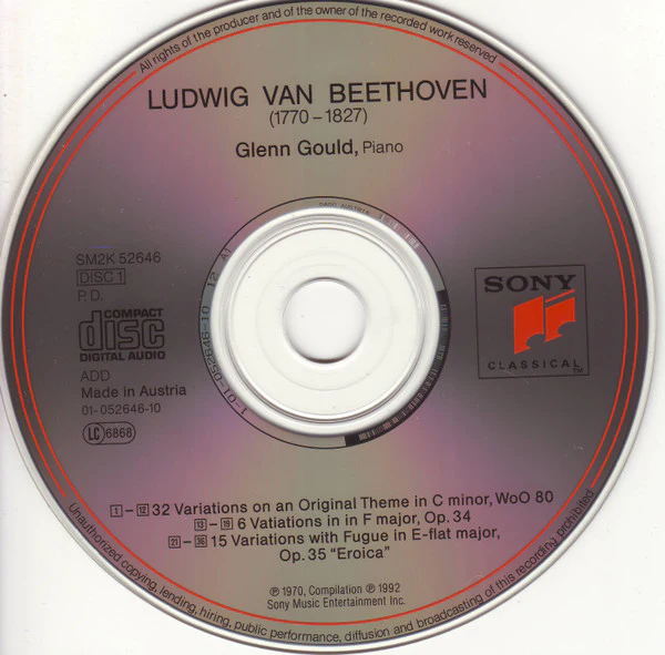 Glenn Gould, Ludwig van Beethoven - "Eroica" Variations; 32 Variations, WoO 80; 6 Variations, Op. 34; Bagatelles, Op. 33 & Op. 126 (CD) - Image 2