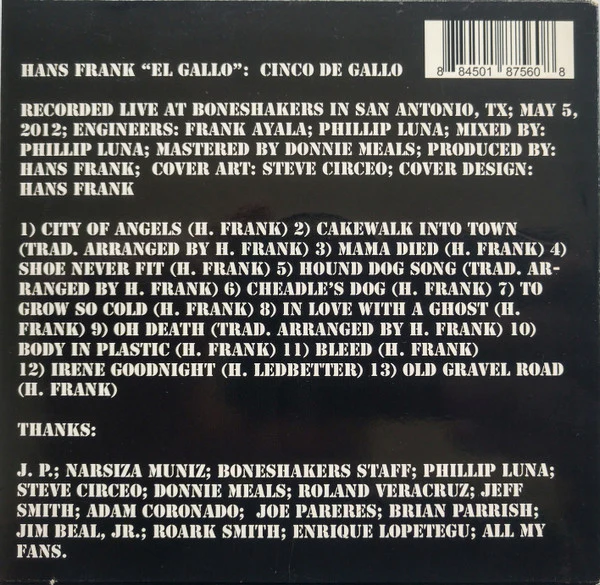 Hans Frank - Cinco De Gallo: Live at Boneshakers (CD) - Image 2