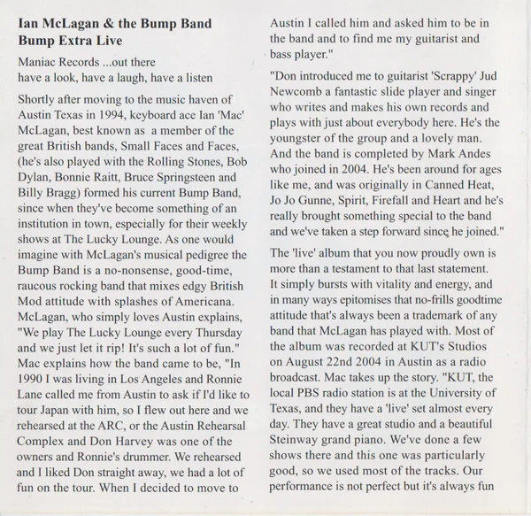 Ian McLagan And The Bump Band - Extra Live (CD) - Image 3