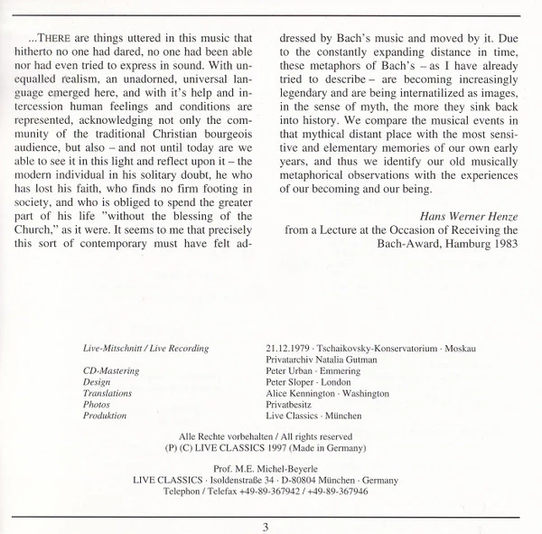 Johann Sebastian Bach - Oleg Kagan - Partiten Für Violine Solo BWV 1002 & No. 2 BWV 1004 (CD) - Image 4