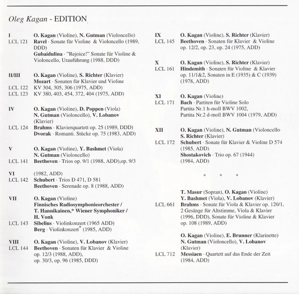 Johann Sebastian Bach - Oleg Kagan - Partiten Für Violine Solo BWV 1002 & No. 2 BWV 1004 (CD) - Image 5