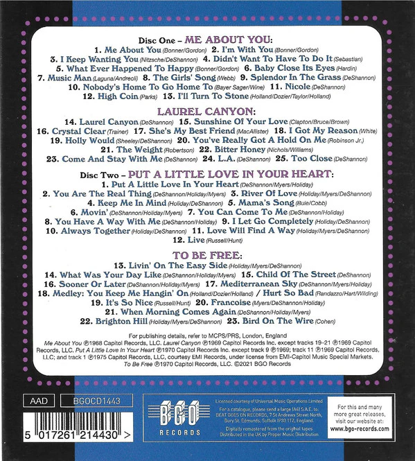 Jackie DeShannon - Me About You / Laurel Canyon / Put A Little Love In Your Heart / To Be Free (CD) - Image 2