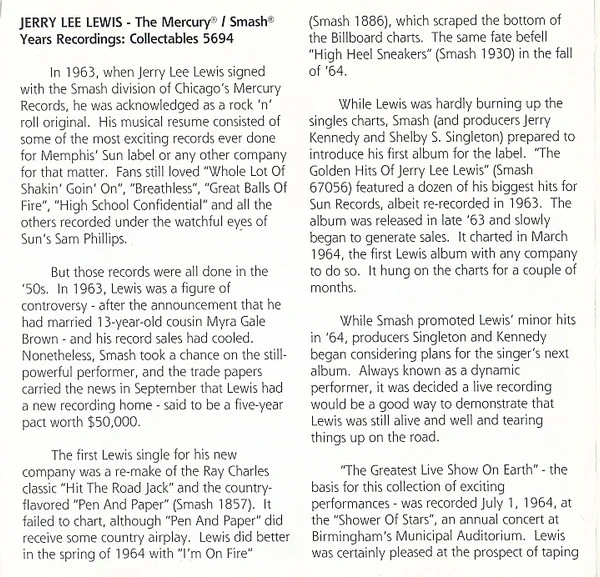 Jerry Lee Lewis - The Mercury®/Smash® Years Recordings - Featuring Live & Studio Recordings (CD) - Image 5