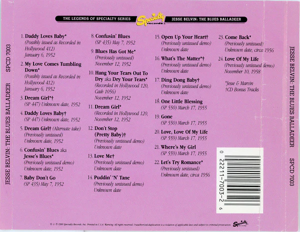 Jesse Belvin - The Blues Balladeer (CD) - Image 2