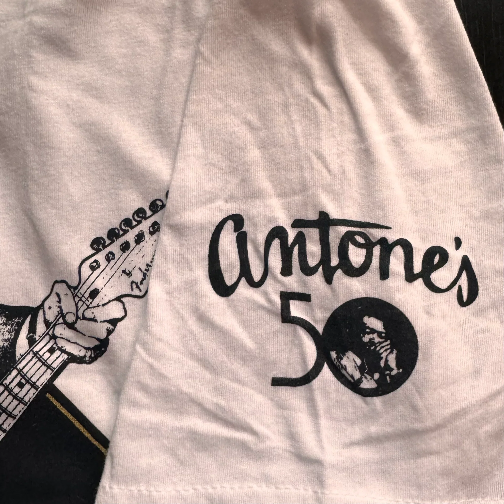 Jimmie Vaughan Antone's 50th Gold & White T-Shirt - Image 2