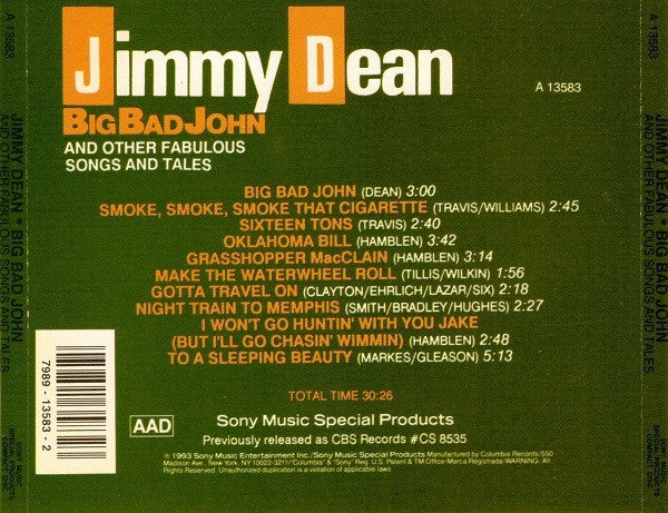 Jimmy Dean - Big Bad John And Other Fabulous Songs And Tales (CD) - Image 2
