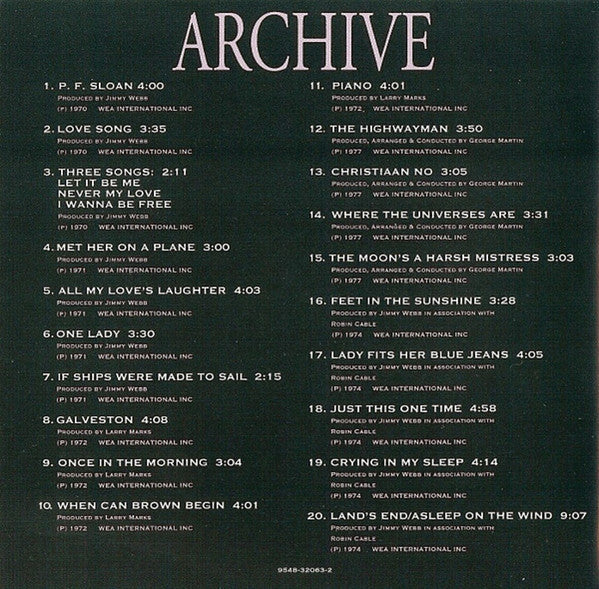 Jimmy Webb - Archive (CD) - Image 4