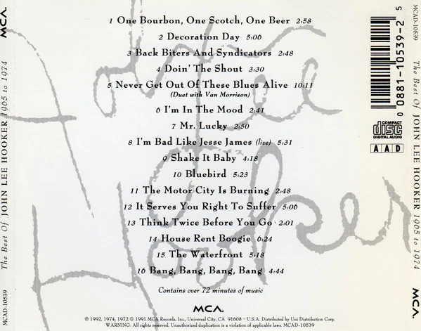 John Lee Hooker - The Best Of John Lee Hooker (1965 To 1974) (CD) - Image 2