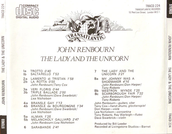 John Renbourn - The Lady And The Unicorn (CD) - Image 2