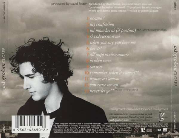 Josh Groban - Closer (CD) - Image 2