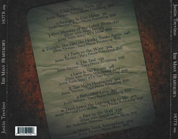 Justin Trevino - Too Many Heartaches (CD) - Image 2