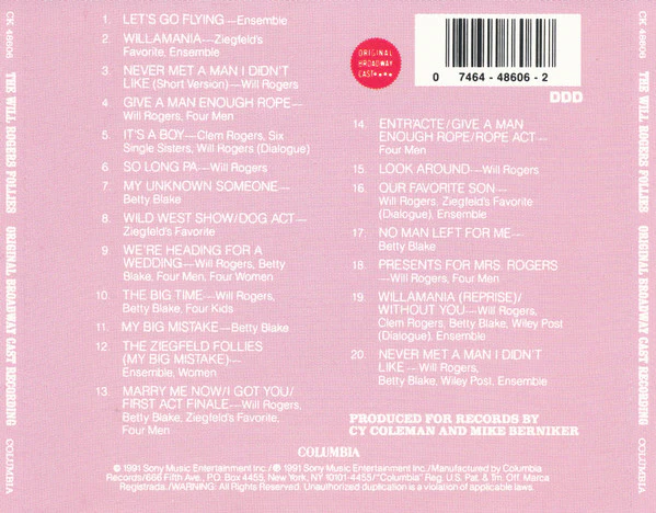 Keith Carradine / Cy Coleman, Betty Comden And Adolph Green - The Will Rogers Follies (Original Broadway Cast Recording) (CD) - Image 2