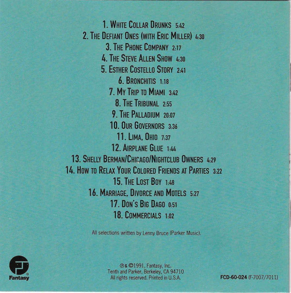 Lenny Bruce - The Lenny Bruce Originals Volume 2 (CD) - Image 4