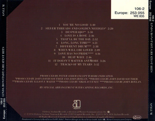 Linda Ronstadt - Greatest Hits (CD) - Image 2
