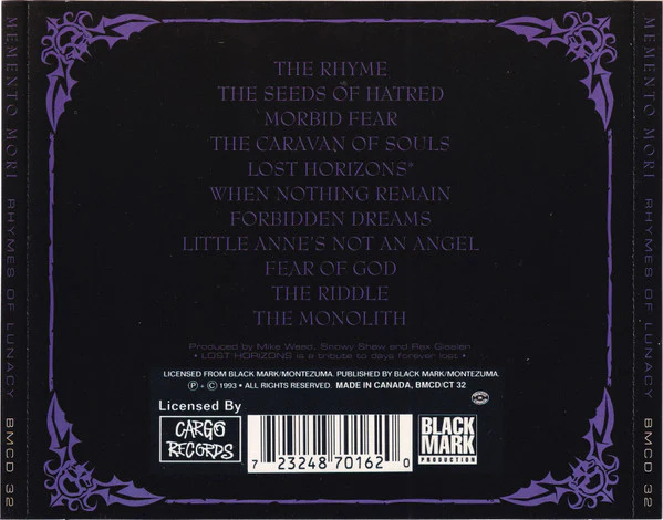 Memento Mori - Rhymes Of Lunacy (CD) - Image 2